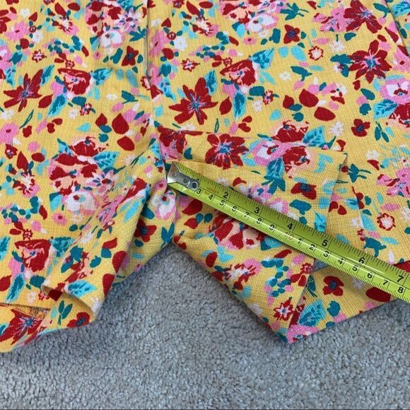 J.CREW yellow floral flower tropical cargo shorts pockets Sz 0 NWOT - Picture 8 of 11